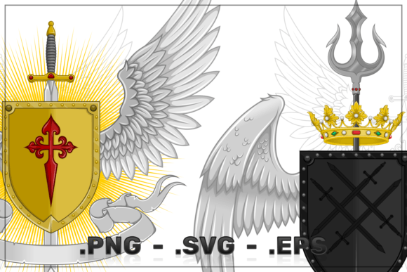 Download Winged Coat of Arms Vector Design - Vector Collection