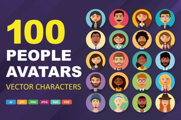 Download 100 People Avatar Vector Icons Character - Vector Collection