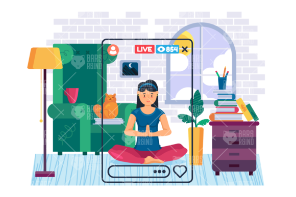 Download Yogi Girl Streamer Flat Color Vector Art - Vector Collection