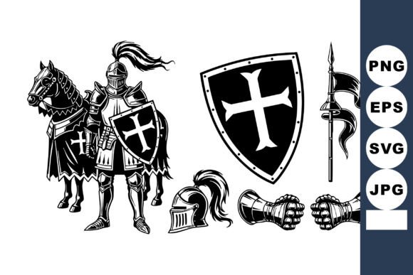 Download Monochrome Crusader Knight Vector - Vector Collection