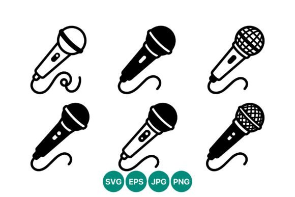 Download Microphone Icon Set Black White Vector - Vector Collection