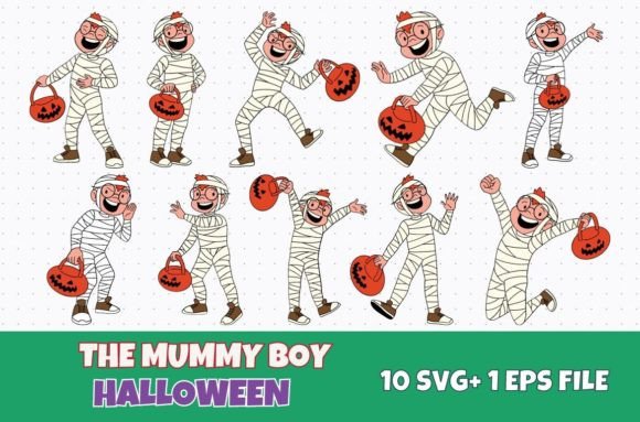 Download 10 Mummy Kid Halloween Character Vector - Vector Collection