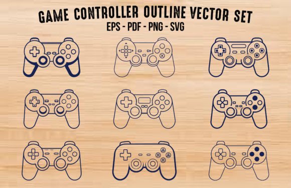 Download Gamepad Console Outline Vector SVG Set - Vector Collection