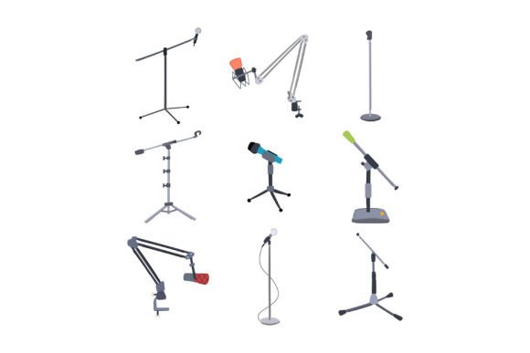 Download Microphone Stand Set Cartoon Vector Illu - Vector Collection