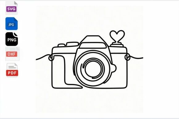 Download Camera Heart Line Art SVG PNG DXF Vector - Vector Collection